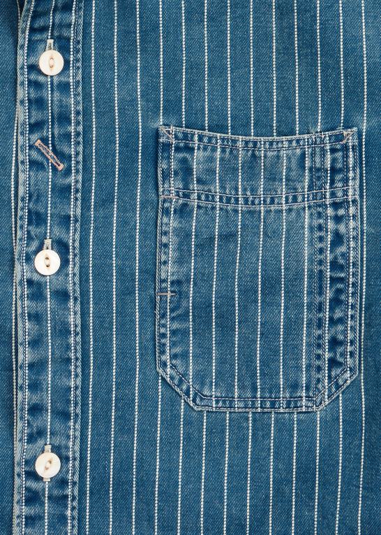 med indigo Mænd Ralph Lauren stribet arbejdsskjorte i twill Z426B1767