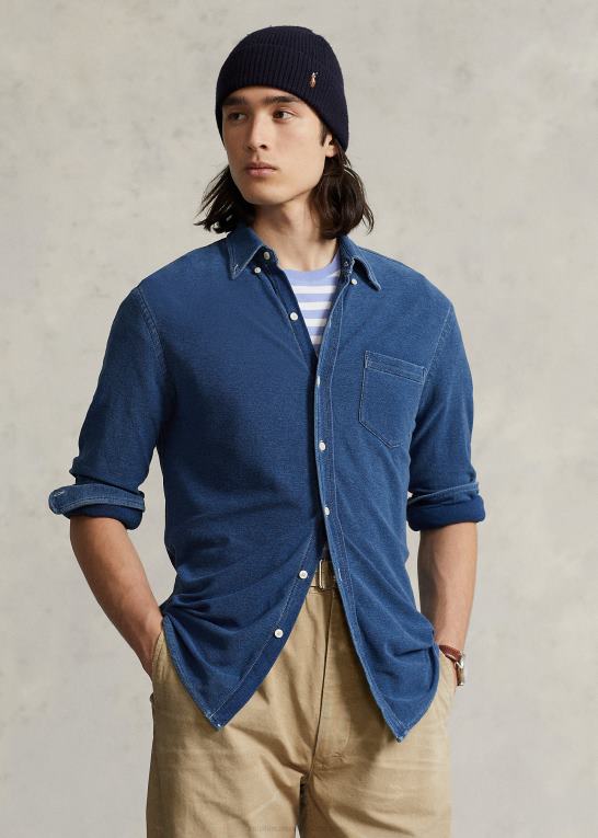 medium indigo Mænd Ralph Lauren strik chambray skjorte Z426B946