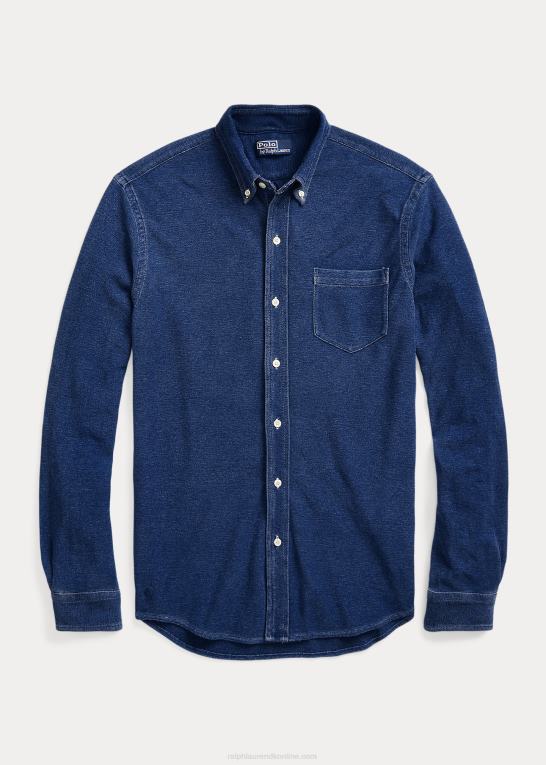 medium indigo Mænd Ralph Lauren strik chambray skjorte Z426B946