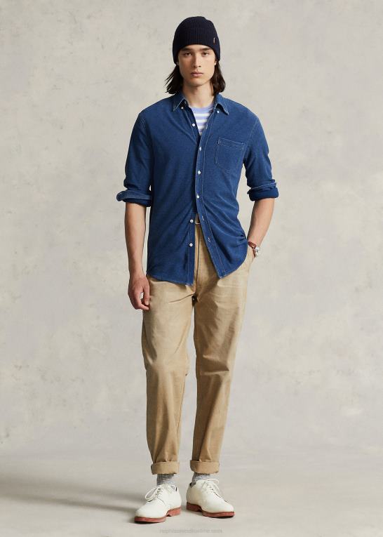 medium indigo Mænd Ralph Lauren strik chambray skjorte Z426B946
