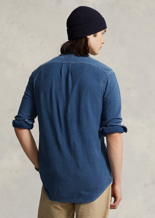 medium indigo Mænd Ralph Lauren strik chambray skjorte Z426B946
