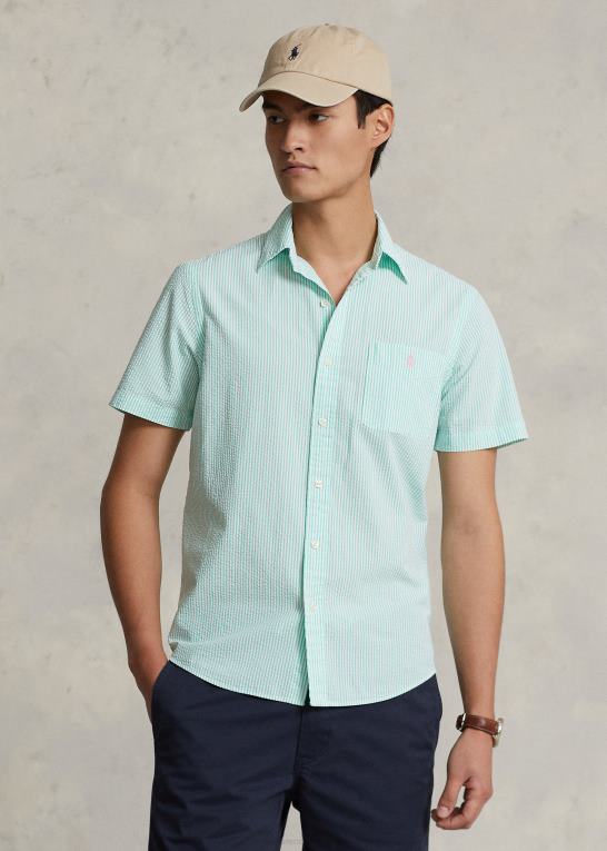 nøglevest grøn/hvid Mænd Ralph Lauren rl prepster klassisk pasform seersucker skjorte Z426B677