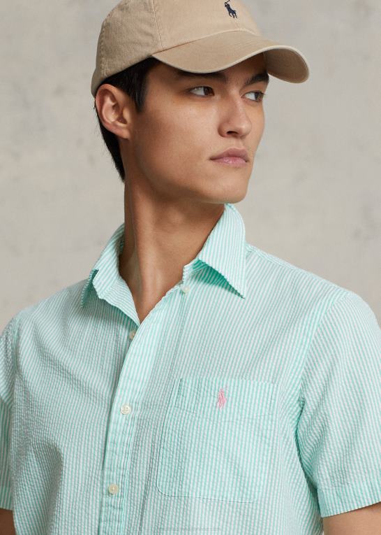 nøglevest grøn/hvid Mænd Ralph Lauren rl prepster klassisk pasform seersucker skjorte Z426B677