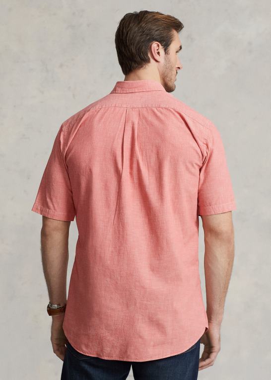 nautisk rød/hvid Mænd Ralph Lauren chambray skjorte Z426B1430