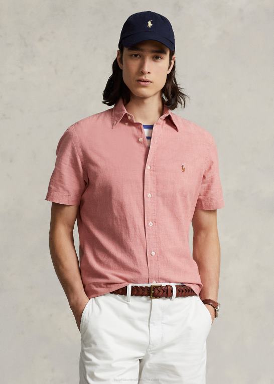 nautisk rød/hvid Mænd Ralph Lauren klassisk pasform chambray skjorte Z426B834