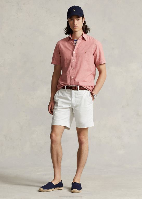 nautisk rød/hvid Mænd Ralph Lauren klassisk pasform chambray skjorte Z426B834