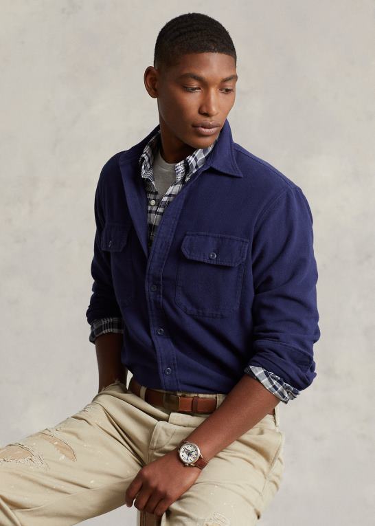 newport flåde Mænd Ralph Lauren arbejdsskjorte i klassisk pasform Z426B130