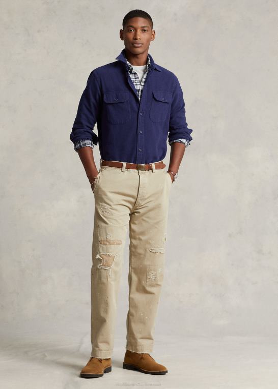newport flåde Mænd Ralph Lauren arbejdsskjorte i klassisk pasform Z426B130