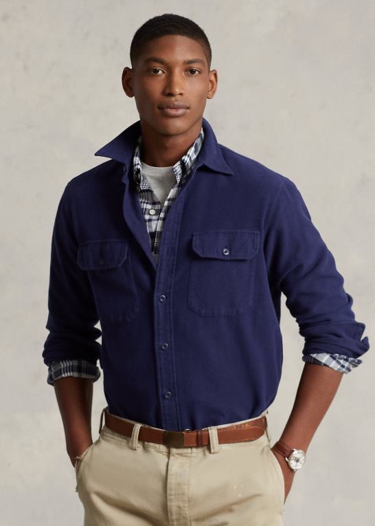 newport flåde Mænd Ralph Lauren arbejdsskjorte i klassisk pasform Z426B130