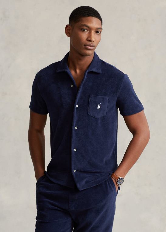 newport flåde Mænd Ralph Lauren frotté camp skjorte Z426B691