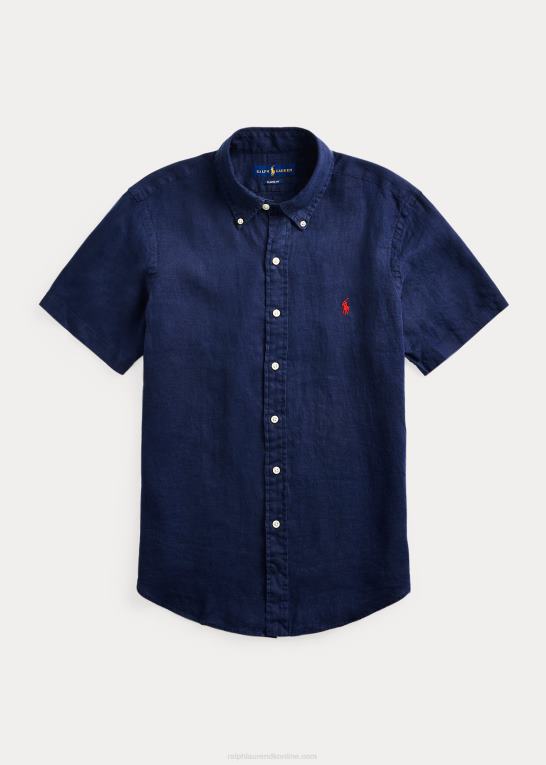 newport flåde Mænd Ralph Lauren hørskjorte i klassisk pasform Z426B517