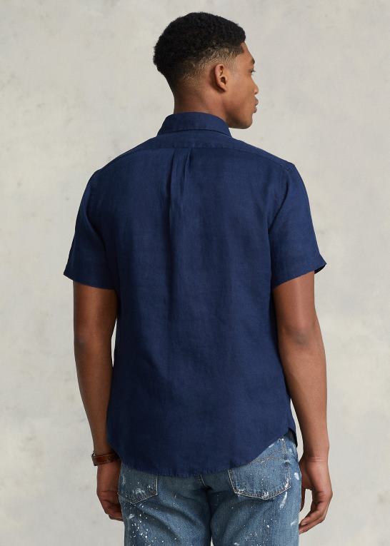 newport flåde Mænd Ralph Lauren hørskjorte i klassisk pasform Z426B517