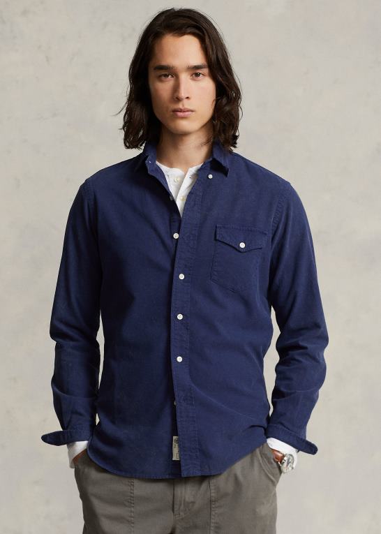 newport flåde Mænd Ralph Lauren klassisk pasform beklædningsfarvet oxford skjorte Z426B974