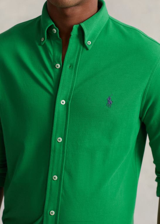 optisk grøn Mænd Ralph Lauren fjervægts skjorte i mesh Z426B417