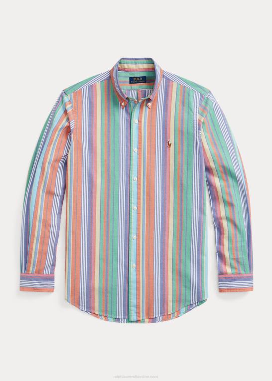 orange/grøn multi Mænd Ralph Lauren klassisk pasform stribet oxford skjorte Z426B8419