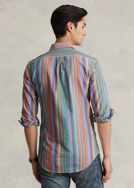 orange/grøn multi Mænd Ralph Lauren klassisk pasform stribet oxford skjorte Z426B8419