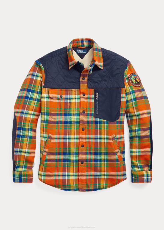 orange/kongelig multi Mænd Ralph Lauren plaid flannel hybrid overshirt Z426B8474