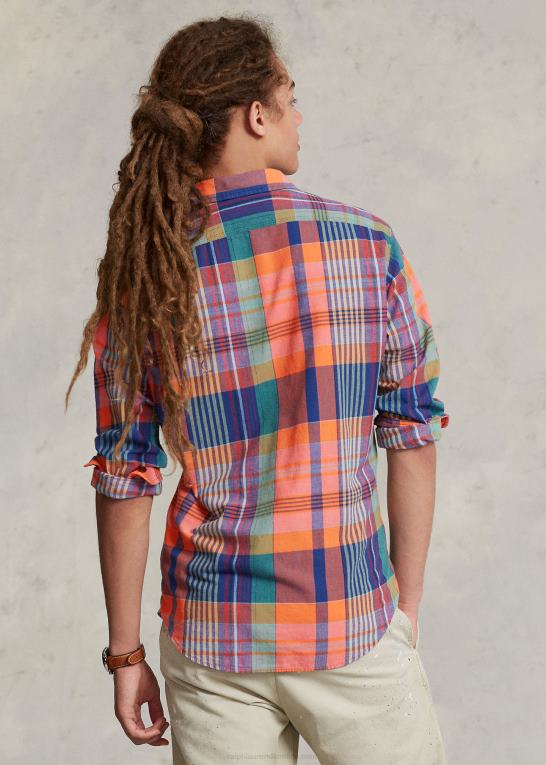 orange/lilla multi Mænd Ralph Lauren klassisk pasform madras arbejdsskjorte Z426B906
