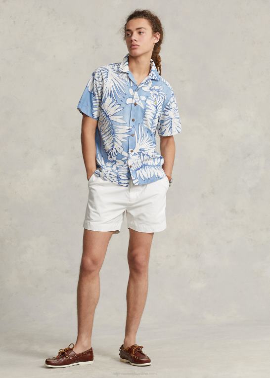 palmer batik Mænd Ralph Lauren klassisk pasform lejrskjorte i palmebomuld-hør Z426B479