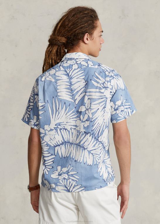 palmer batik Mænd Ralph Lauren klassisk pasform lejrskjorte i palmebomuld-hør Z426B479