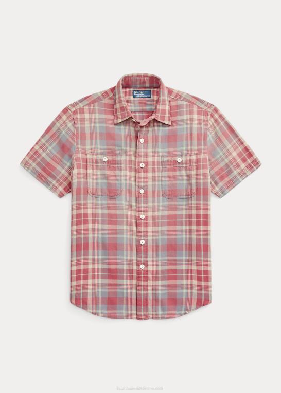 pink/blå multi Mænd Ralph Lauren klassisk pasform plaid flannel arbejdsskjorte Z426B8452