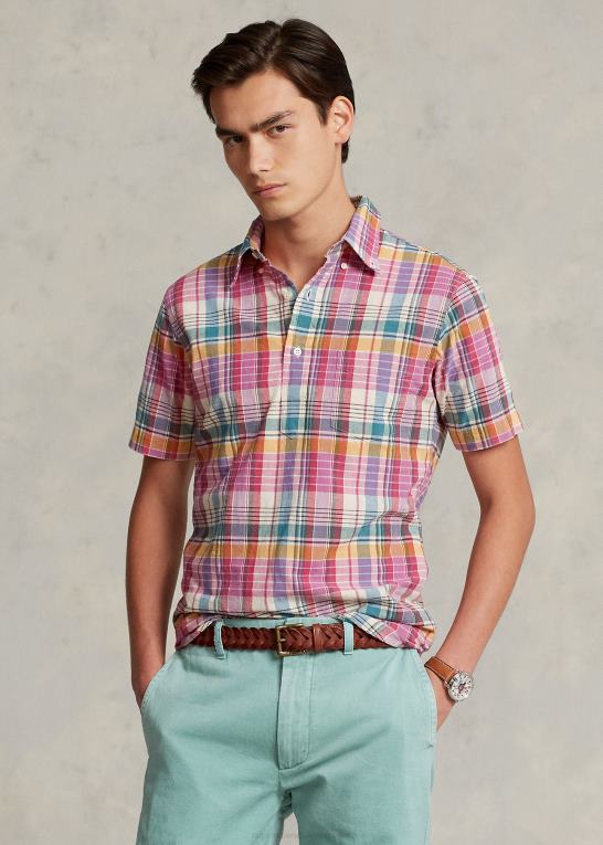 pink/creme multi Mænd Ralph Lauren klassisk pasform madras popover skjorte Z426B1020
