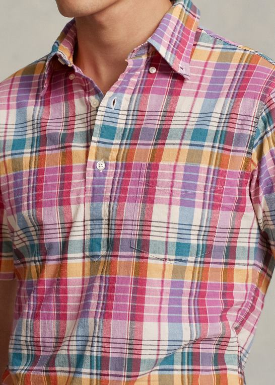 pink/creme multi Mænd Ralph Lauren klassisk pasform madras popover skjorte Z426B1020
