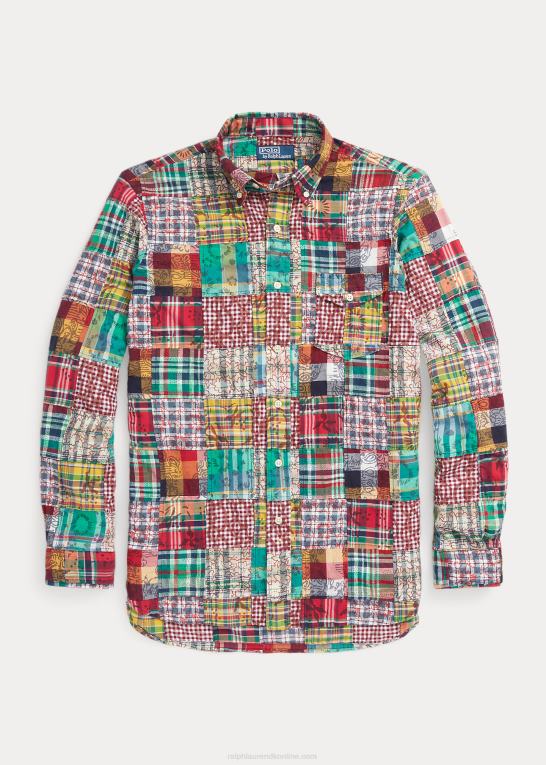 preppy patchwork Mænd Ralph Lauren klassisk pasform patchwork madras skjorte Z426B8472