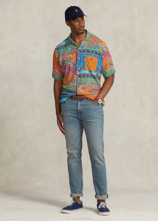 provencalsk medaljon Mænd Ralph Lauren lejrskjorte med patchworktryk Z426B1358