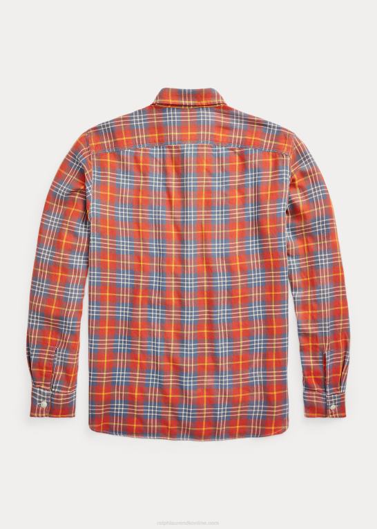 rød/blå Mænd Ralph Lauren plaid twill arbejdsskjorte Z426B1702