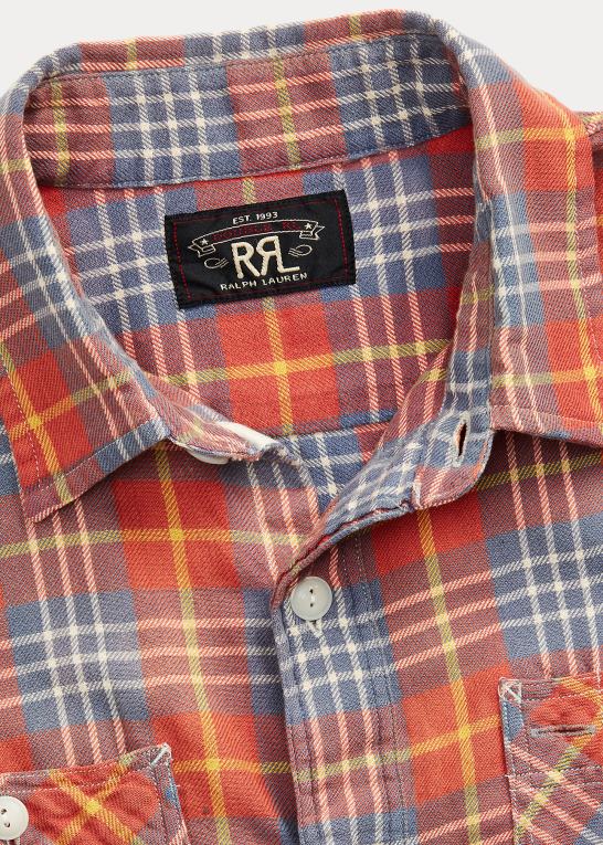 rød/blå Mænd Ralph Lauren plaid twill arbejdsskjorte Z426B1702