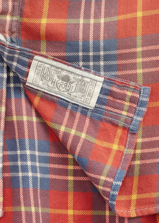 rød/blå Mænd Ralph Lauren plaid twill arbejdsskjorte Z426B1702