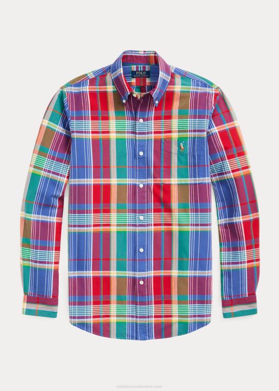 rød/blå multi Mænd Ralph Lauren klassisk pasform plaid oxford skjorte Z426B8405