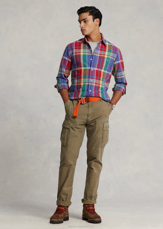 rød/blå multi Mænd Ralph Lauren klassisk pasform plaid oxford skjorte Z426B8405