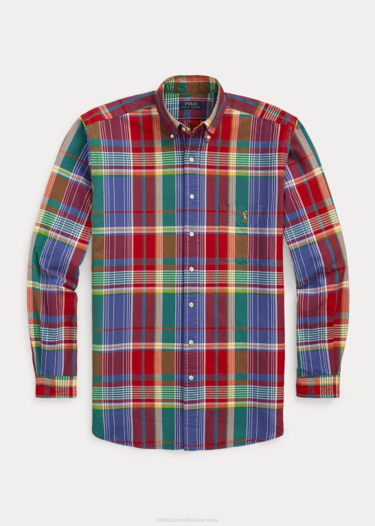 rød/blå multi Mænd Ralph Lauren plaid oxford skjorte Z426B1524