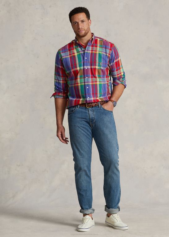 rød/blå multi Mænd Ralph Lauren plaid oxford skjorte Z426B1524