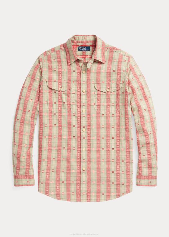 rød dobby multi Mænd Ralph Lauren klassisk pasform plaid dobby arbejdsskjorte Z426B8443