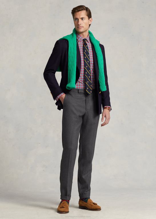 rød/gul multi Mænd Ralph Lauren klassisk pasform plaid stretch poplin skjorte Z426B453