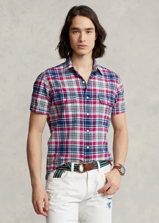 rød/marine multi Mænd Ralph Lauren klassisk pasform indigo madras arbejdsskjorte Z426B8409
