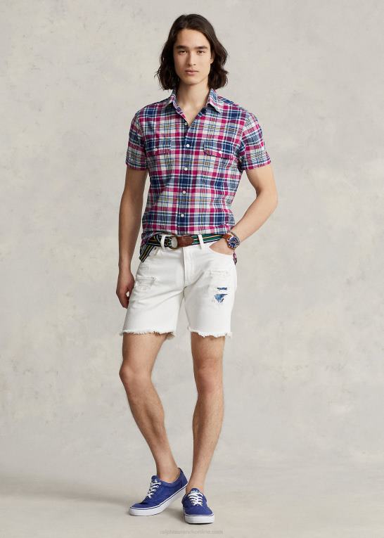 rød/marine multi Mænd Ralph Lauren klassisk pasform indigo madras arbejdsskjorte Z426B8409