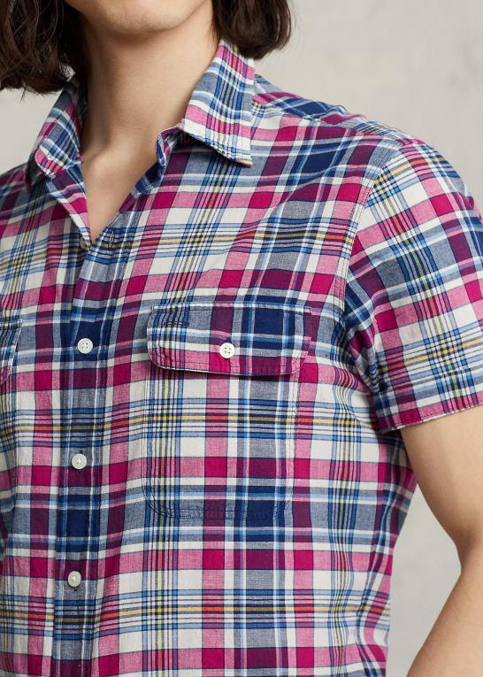 rød/marine multi Mænd Ralph Lauren klassisk pasform indigo madras arbejdsskjorte Z426B8409