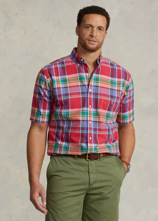 rød/marine multi Mænd Ralph Lauren plaid oxford skjorte Z426B1463