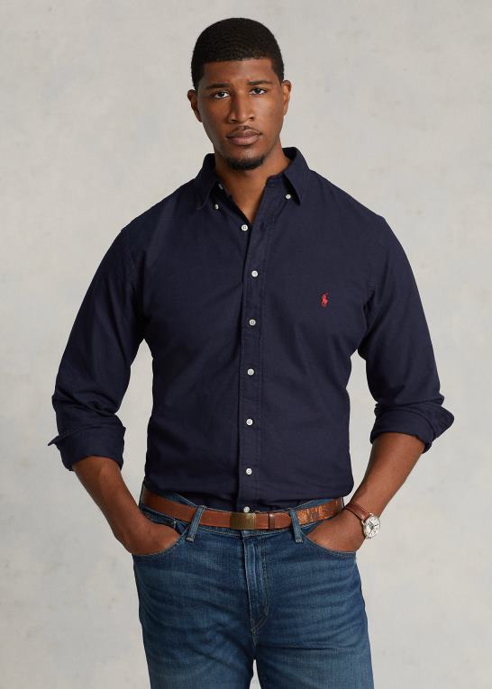 rl flåde Mænd Ralph Lauren beklædningsfarvet oxford skjorte Z426B1513