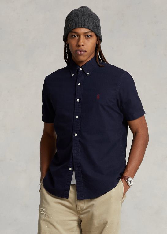 rl flåde Mænd Ralph Lauren klassisk pasform beklædningsfarvet oxford skjorte Z426B487