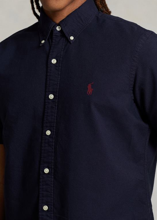 rl flåde Mænd Ralph Lauren klassisk pasform beklædningsfarvet oxford skjorte Z426B487