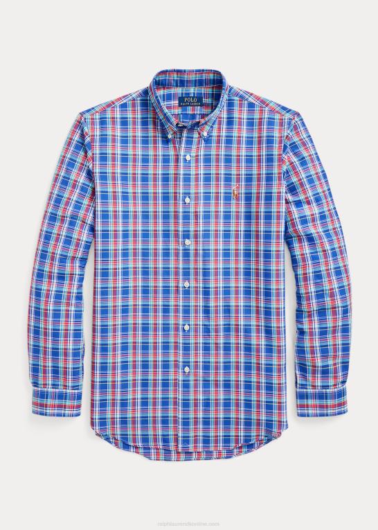 royal/dyb pink multi Mænd Ralph Lauren klassisk pasform plaid præstationsskjorte Z426B8669