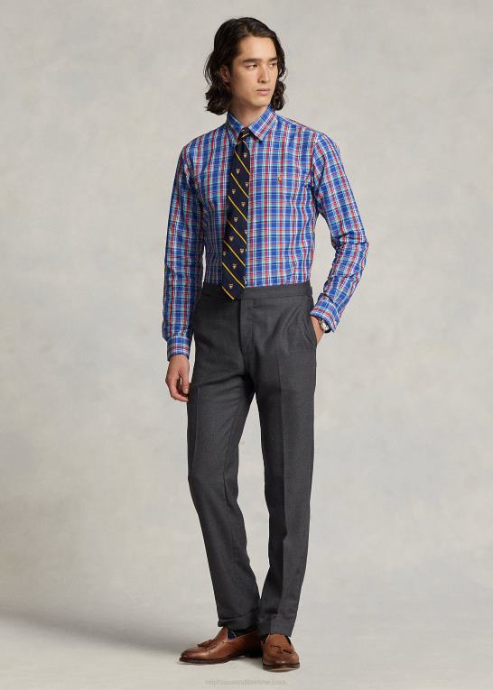 royal/dyb pink multi Mænd Ralph Lauren klassisk pasform plaid præstationsskjorte Z426B8669