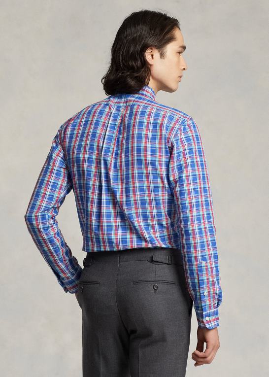 royal/dyb pink multi Mænd Ralph Lauren klassisk pasform plaid præstationsskjorte Z426B8669