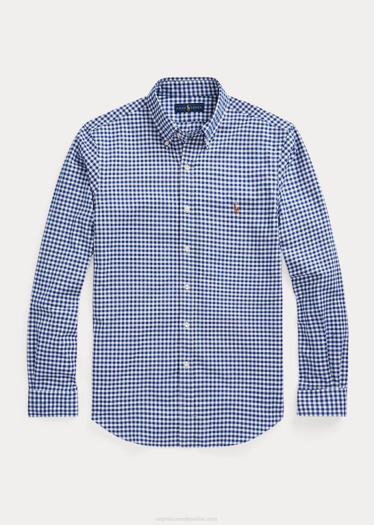 royal/hvid Mænd Ralph Lauren slim fit gingham stretch oxford skjorte Z426B830