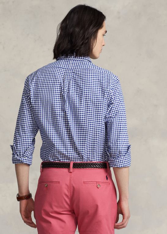 royal/hvid Mænd Ralph Lauren slim fit gingham stretch oxford skjorte Z426B830